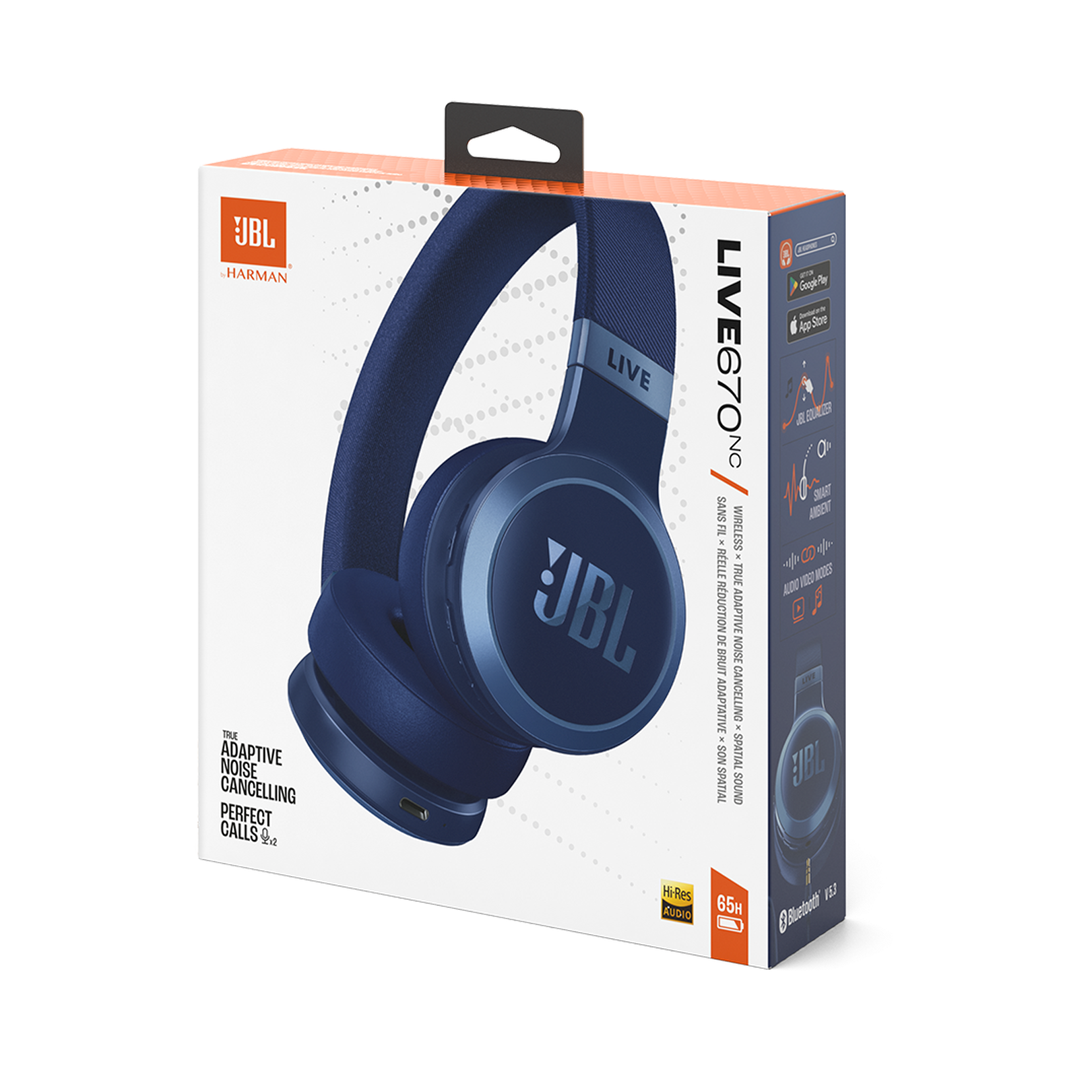 JBL Live 670NC Wireless On-Ear Headset - Blue JBL Live 670NC Wireless On-Ear Headset - Blue